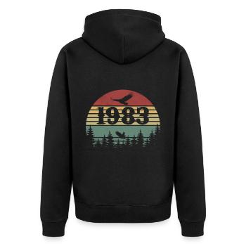 1983 Vintage Cadeau D’anniversaire 1983 Retro 1983 - Veste à capuche bio Premium Unisexe - noir - Dos - Nico (187cm)