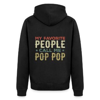 Meine Lieblingsleute nennen mich Pop Pop Vatertag - Unisex Premium Bio Zip Hoodie - Schwarz - Hinten - Nico (187cm)