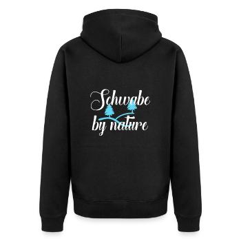 Schwabe by nature - Unisex Premium Bio Zip Hoodie - Schwarz - Hinten - Nico (187cm)