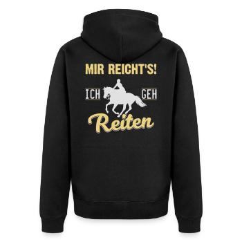 Mir reicht's! Ich geh' Reiten - Unisex Premium Bio Zip Hoodie - Schwarz - Hinten - Nico (187cm)