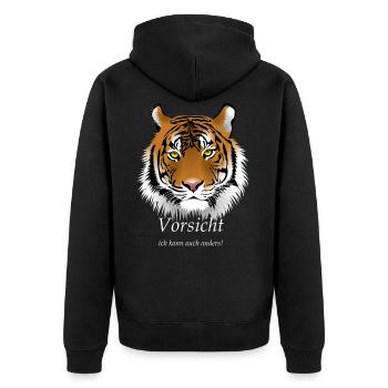 Tiger - Unisex Premium Bio Zip Hoodie - Schwarz - Hinten - Nico (187cm)