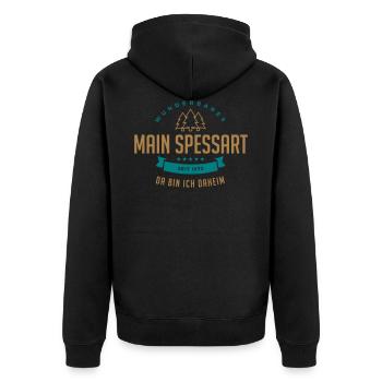 Main Spessart - Da bin ich daheim - Unisex Premium Bio Zip Hoodie - Schwarz - Hinten - Nico (187cm)
