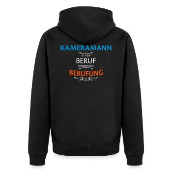 Kameramann Beruf - Unisex Premium Bio Zip Hoodie - Schwarz - Hinten - Nico (187cm)