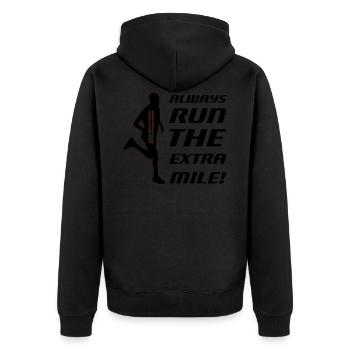 Toujours exécuter le mile supplémentaire! (Homme) - Veste à capuche bio Premium Unisexe - noir - Dos - Nico (187cm)