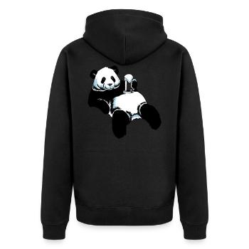 Partenaire chemise Panda - Papa - Veste à capuche bio Premium Unisexe - noir - Dos - Nico (187cm)