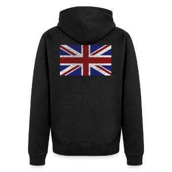 Grunge Union Jack Flag - Unisex Premium Organic Zip Hoodie - black - Back - Nico (187cm)