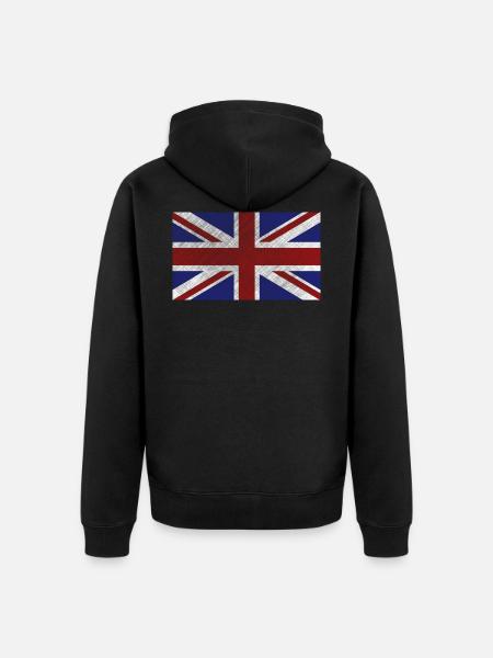 Grunge Union Jack Flag - Unisex Premium Organic Zip Hoodie - black
