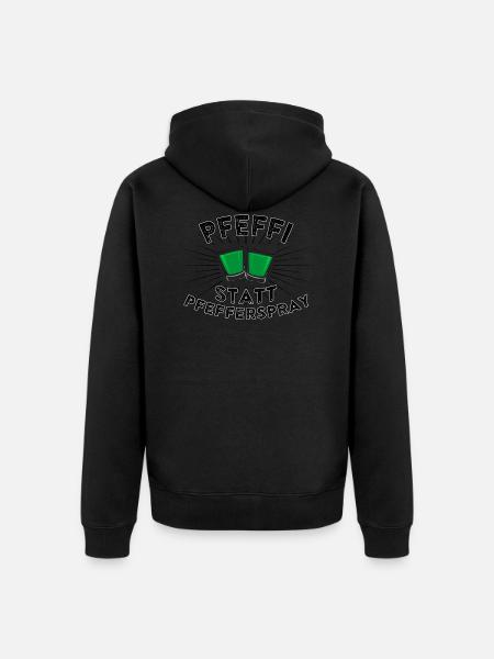Pfeffi statt Pfefferspray - Unisex Premium Bio Zip Hoodie - Schwarz