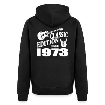 Classic edition since 1973 - Unisex Premium Organic Zip Hoodie - black - Back - Nico (187cm)