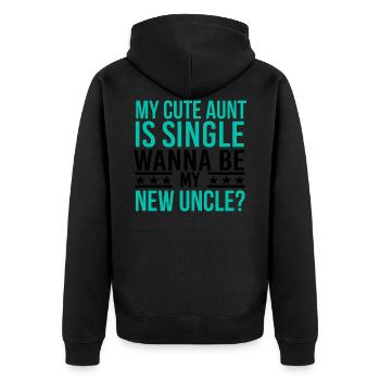 Ma tante est célibataire. Voulez-vous être mon oncle? - Veste à capuche bio Premium Unisexe - noir - Dos - Nico (187cm)