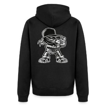 KÄMPFER - Kampf Boxer Comic Cartoon Geschenk Motiv - Unisex Premium Bio Zip Hoodie - Schwarz - Hinten - Nico (187cm)