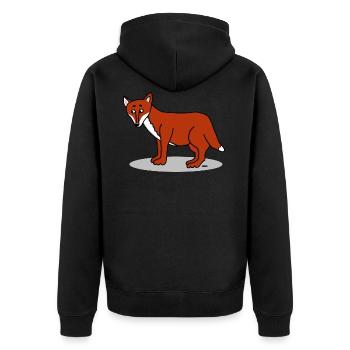 Natur Wild Wald Rotwild Fuchs - Unisex Premium Bio Zip Hoodie - Schwarz - Hinten - Nico (187cm)
