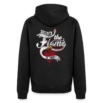 CŒUR DE FEU - Cadeau romantique - Veste à capuche bio Premium Unisexe - noir - Dos - Nico (187cm)