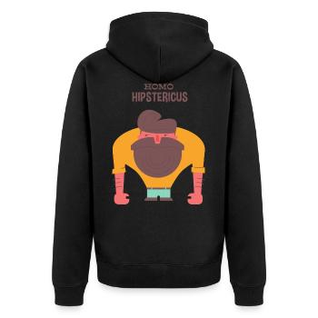 HIPSTER MENSCH- Cartoon Comicfigur Hipsta Geschenk - Unisex Premium Bio Zip Hoodie - Schwarz - Hinten - Nico (187cm)