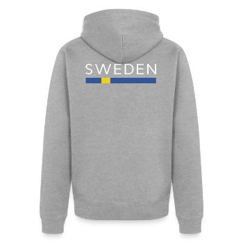 SWEDEN FUßBALL WM DESIGN - Schweden EM Geschenk - Unisex Premium Bio Zip Hoodie - Grau meliert - Hinten - Nico (187cm)
