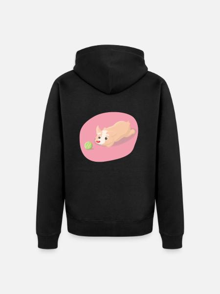 Dog with play ball - Unisex Premium Organic Zip Hoodie - black