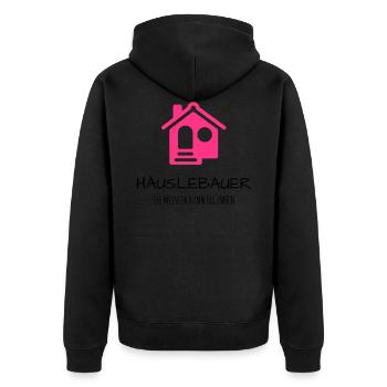Häuslebauer Haus Bauherr Geschenk Idee - Unisex Premium Bio Zip Hoodie - Schwarz - Hinten - Nico (187cm)