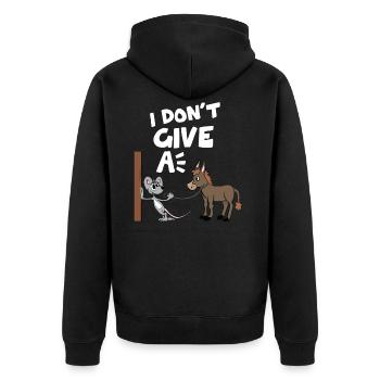 Esel Pferd Maus i dont give a lustig funny spaß ne - Unisex Premium Bio Zip Hoodie - Schwarz - Hinten - Nico (187cm)