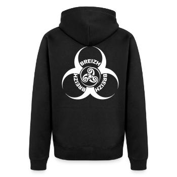 Breizh - Bretagne - Veste à capuche bio Premium Unisexe - noir - Dos - Nico (187cm)