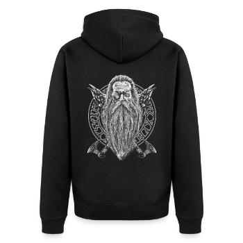ODIN AVEC HUGIN ET MUNIN UN CERCLE ROND - Veste à capuche bio Premium Unisexe - noir - Dos - Nico (187cm)