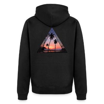 Palmiers au coucher du soleil - Veste à capuche bio Premium Unisexe - noir - Dos - Nico (187cm)