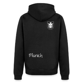 Munich München Wappen - Unisex Premium Bio Zip Hoodie - Schwarz - Hinten - Nico (187cm)