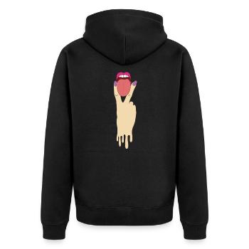 Lesbian Tongue Lgbt Pride Support Gay Love T Shirt - Unisex Premium Organic Zip Hoodie - black - Back - Nico (187cm)