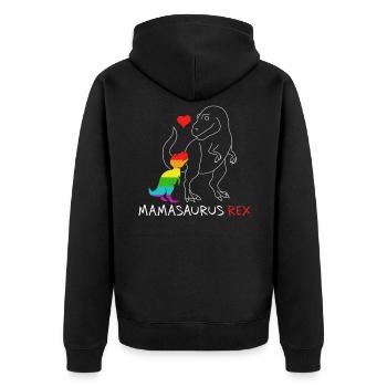 Mamasaurus Rex | Mutter | Neue Mama Regenbogen queer - Unisex Premium Bio Zip Hoodie - Schwarz - Hinten - Nico (187cm)