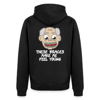Zahnspangen Lustige Metallmund sexy Zahn Zahnarzt Zahnspange - Unisex Premium Bio Zip Hoodie - Schwarz - Hinten - Nico (187cm)