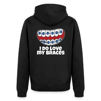 Zahnspangen Lustige Metallmund sexy Zahn Zahnarzt Zahnspange - Unisex Premium Bio Zip Hoodie - Schwarz - Hinten - Nico (187cm)