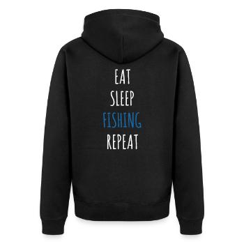 Fischer Angler Fischen Angeln Fisch Geschenkidee - Unisex Premium Bio Zip Hoodie - Schwarz - Hinten - Nico (187cm)