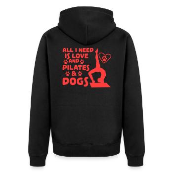L'amour des chiens et du yoga Tshirt Design - Veste à capuche bio Premium Unisexe - noir - Dos - Nico (187cm)
