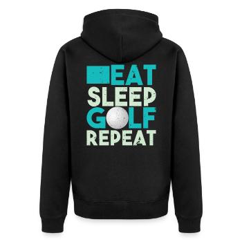 Conception drôle manger le sommeil répétition de golf T-shirt - Veste à capuche bio Premium Unisexe - noir - Dos - Nico (187cm)