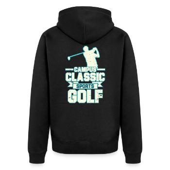 Campus Classic Sports Golf Tshirt Design - Unisex Premium Organic Zip Hoodie - black - Back - Nico (187cm)