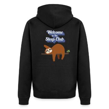 Lustiger, fauler aber süßer T-Shirt Design Schlafclub - Unisex Premium Bio Zip Hoodie - Schwarz - Hinten - Nico (187cm)