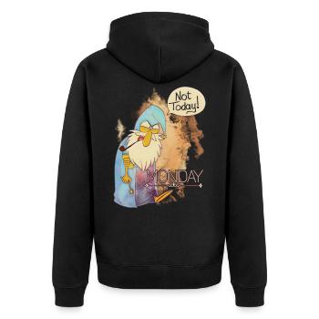 Ich hasse Montag Nicht Heute! Zauberer Design - Unisex Premium Bio Zip Hoodie - Schwarz - Hinten - Nico (187cm)