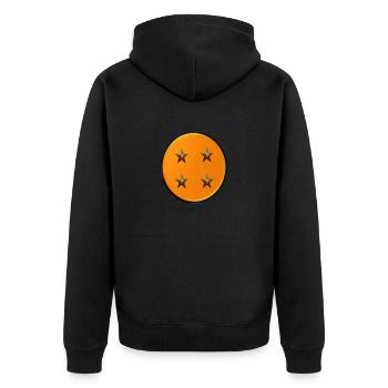 4-Sterne-Ball - Unisex Premium Bio Zip Hoodie - Schwarz - Hinten - Nico (187cm)