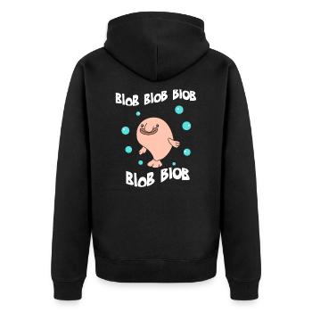 Funny Blobfish Perfect for Fish Lovers Blob blob - Unisex Premium Organic Zip Hoodie - black - Back - Nico (187cm)