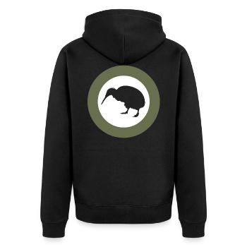 Retro kiwi - Unisex Premium Organic Zip Hoodie - black - Back - Nico (187cm)