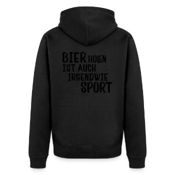 Sufshirt beer fetch as a sport - Unisex Premium Organic Zip Hoodie - black - Back - Nico (187cm)