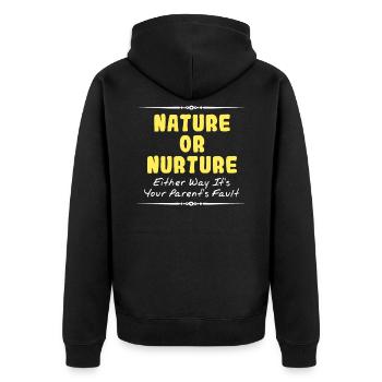 Drôle Ce n'est pas ma faute Joke Tee Design Nature ou - Veste à capuche bio Premium Unisexe - noir - Dos - Nico (187cm)