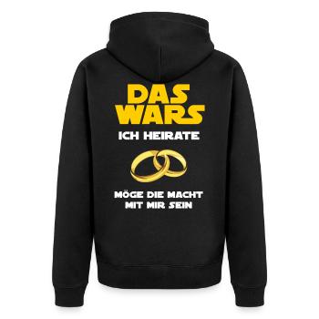Das Wars - Ich Heirate - Junggesellenabschied - Unisex Premium Bio Zip Hoodie - Schwarz - Hinten - Nico (187cm)