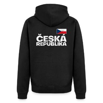 Tschechien - Unisex Premium Bio Zip Hoodie - Schwarz - Hinten - Nico (187cm)