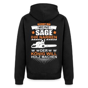 Kettensäge Motorsäge Holz Machen - Unisex Premium Bio Zip Hoodie - Schwarz - Hinten - Nico (187cm)