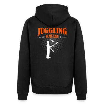 Juggling Is My Life - Unisex Premium Bio Zip Hoodie - Schwarz - Hinten - Nico (187cm)
