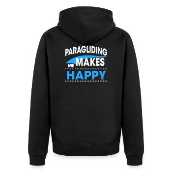 PARAGLIDING - Unisex Premium Bio Zip Hoodie - Schwarz - Hinten - Nico (187cm)