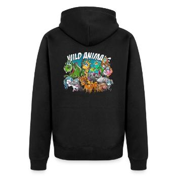 Wild Animals, Drache, Dino, Pferd, Einhorn, Mops - Unisex Premium Bio Zip Hoodie - Schwarz - Hinten - Nico (187cm)