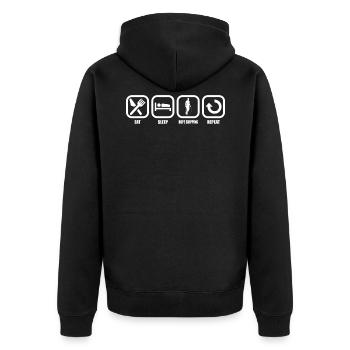 Eat Sleep Rope Skipping Repeat - Unisex Premium Bio Zip Hoodie - Schwarz - Hinten - Nico (187cm)