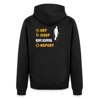 Rope Skipping - present for men and women - Unisex Premium Bio Zip Hoodie - Schwarz - Hinten - Nico (187cm)