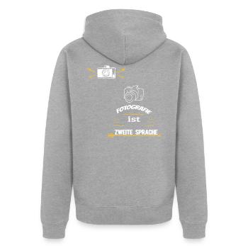 photography - Unisex Premium Organic Zip Hoodie - heather grey - Back - Nico (187cm)